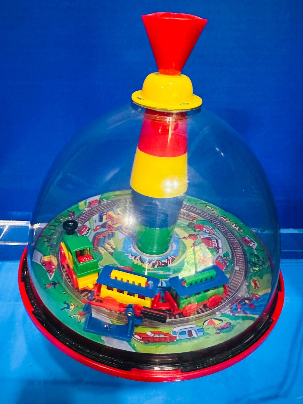Classic Train Spinning Top Toy Locomotive Sound Whistles Draw Gates Open WORKS!